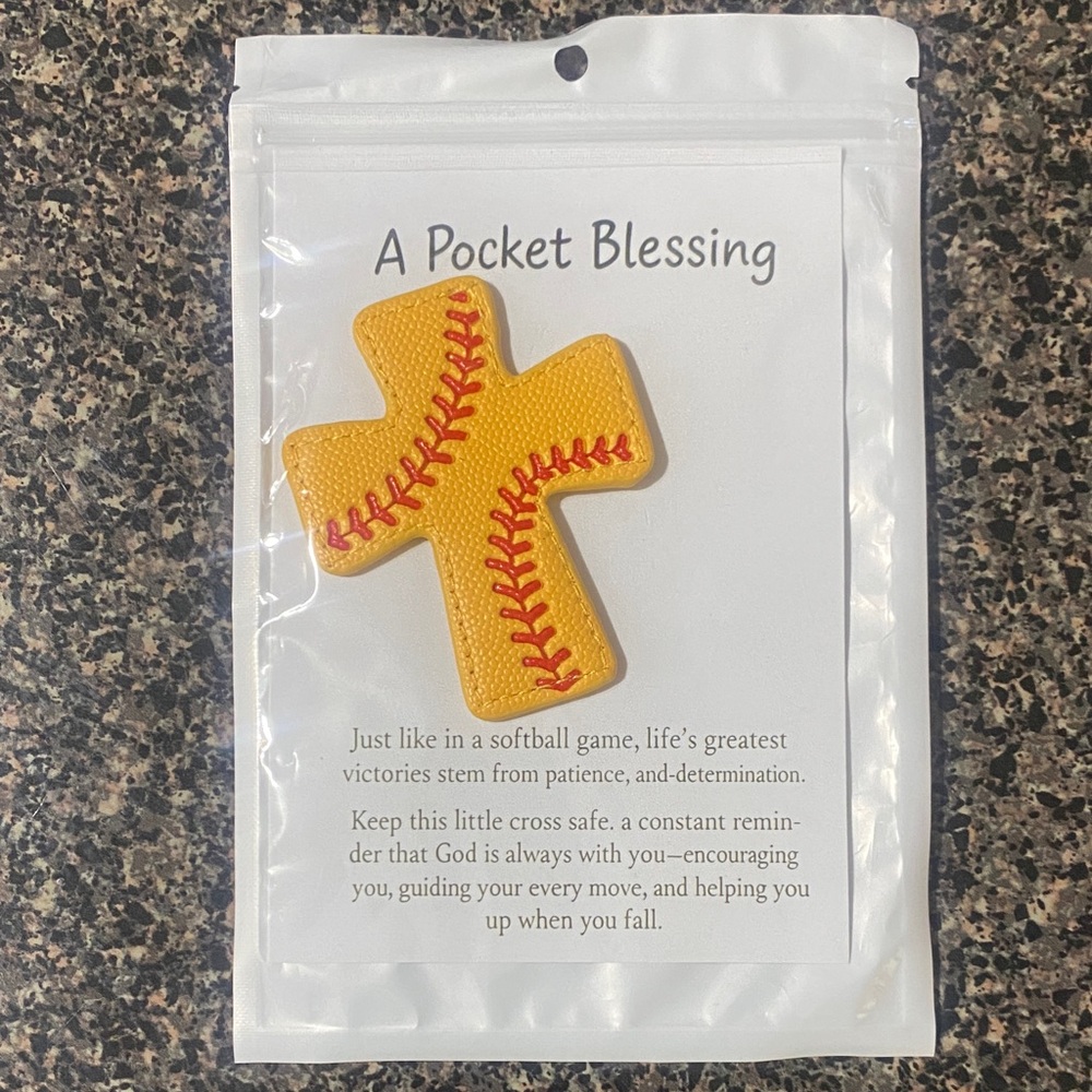 Yellow Softball-Stitched Cross Pocket Blessing 💛✨